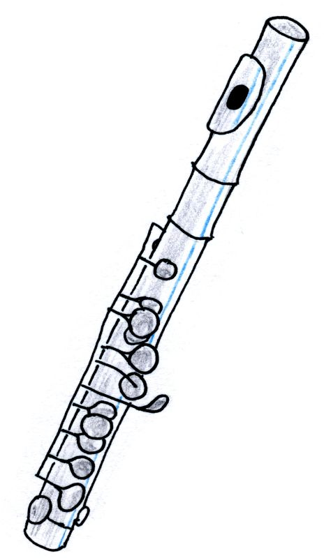 Hand-drawn piccolo flute