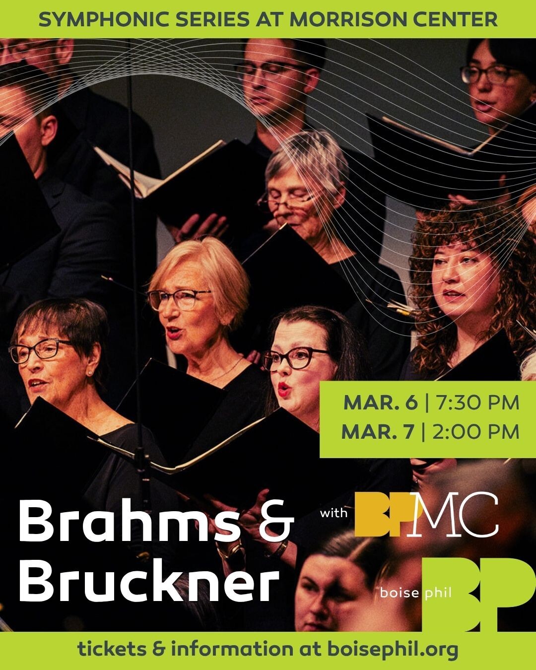 Boise Phil Brahms & Bruckner with Master Chorale at Morrison Center, March 6 at 7:30 PM and March 7 at 2 PM.