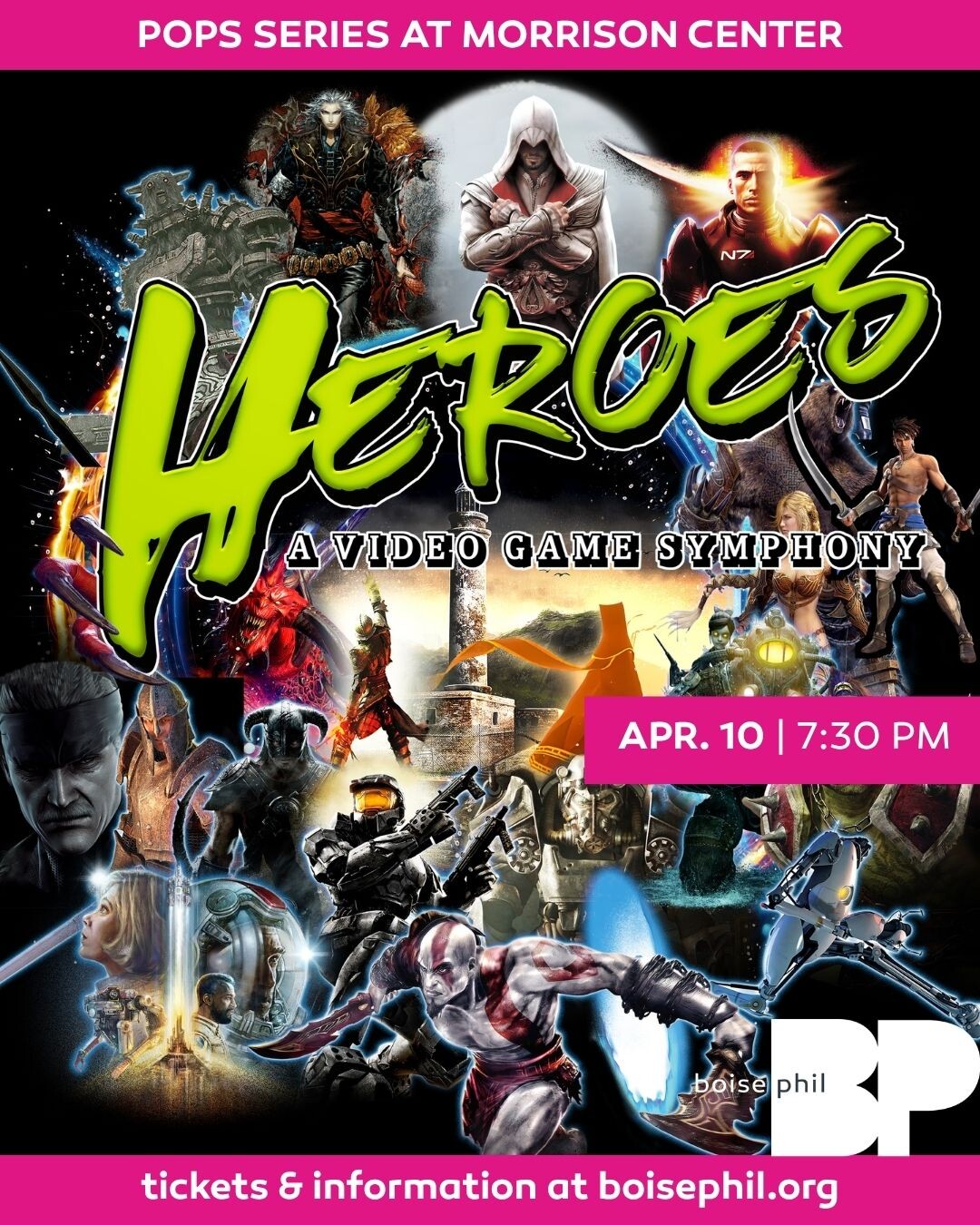 Boise Phil Heroes: A Video Game Symphony, Pops Series at Morrison Center, April 10 at 7:30 PM.