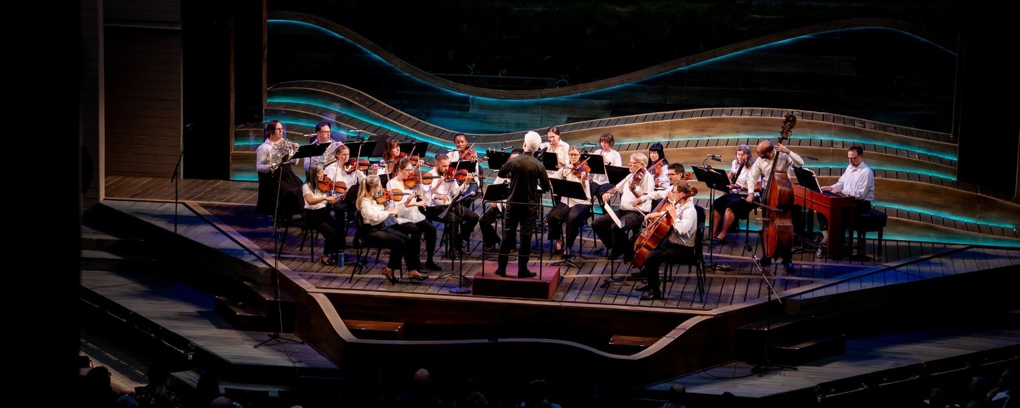 Boise Phil musicians perform outdoors.